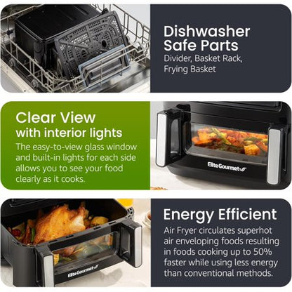 Elite Gourmet EAF1055D Dual Zone Fryer Oven