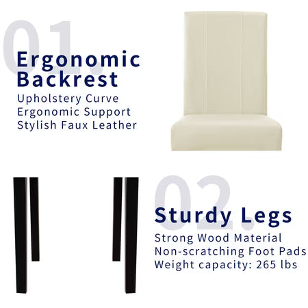Subrtex Faux Leather Dining Chair Set, Ivory