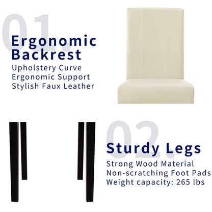 Subrtex Faux Leather Dining Chair Set, Ivory