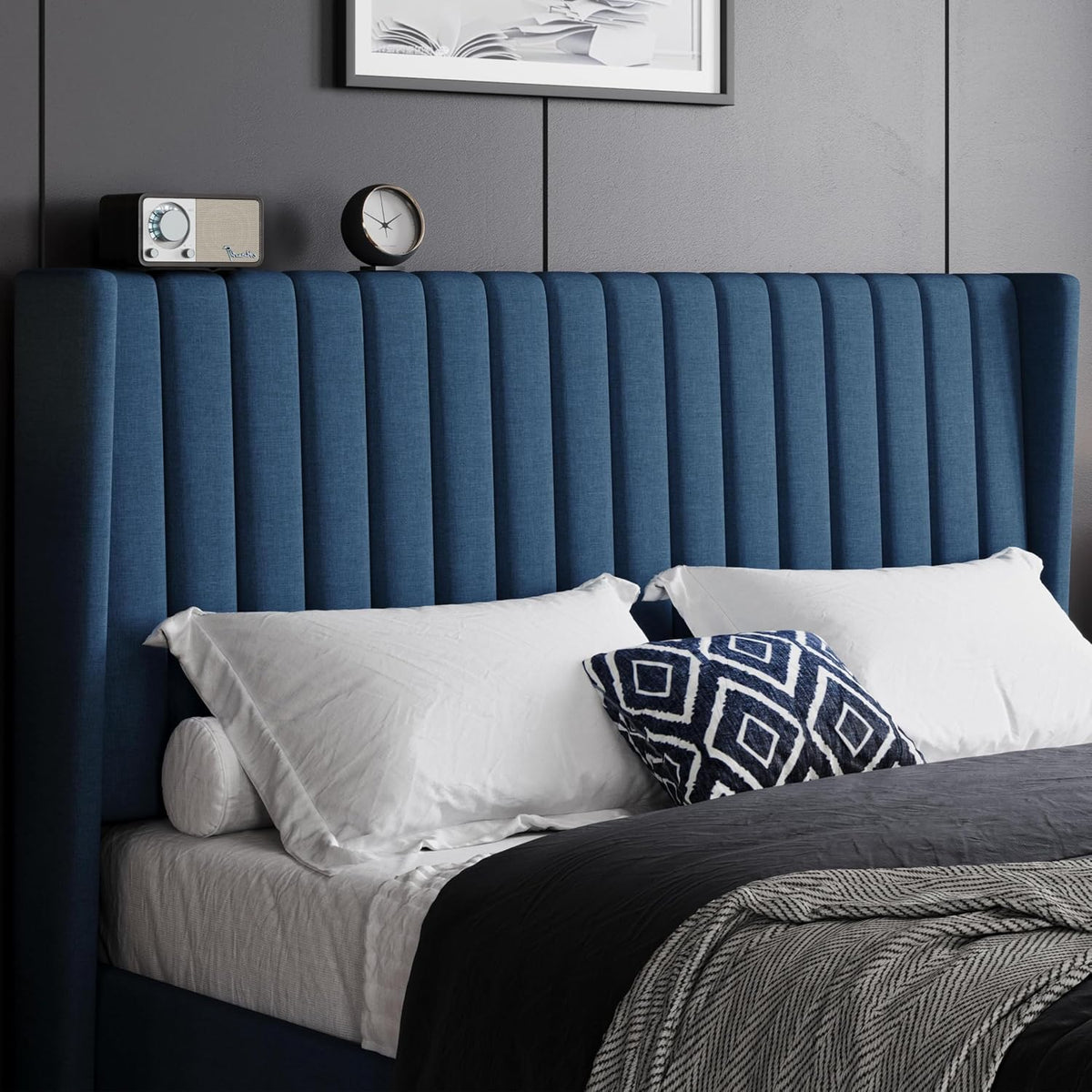 Yaheetech Queen Bed with Upholstered Headboard