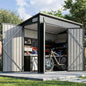 8x4 Outdoor Shed: Triple Door, Metal, Black