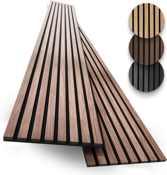 2-Pack Acoustic Wood Slat Panels for Walls