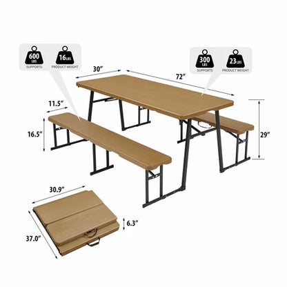 Living & More 3-Piece Folding Picnic Table Set