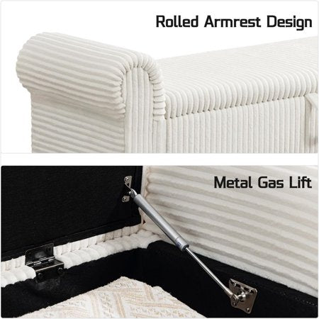 51.5" Storage Ottoman Bench, End-of-Bed Storage