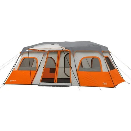 NEW IN BOX Ozark Trail 12 Person Instant Cabin Tent with Integrated LED Lights, 3 Rooms, 47.87 lbs