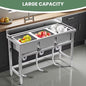 3-Compartment Stainless Steel Sink, 51"