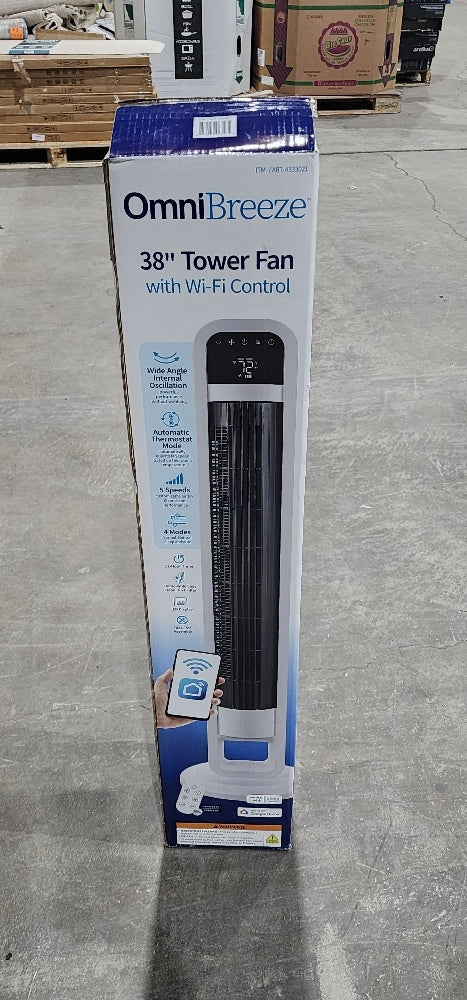 OmniBreeze Tower Fan with Internal Oscillation and Wi-Fi