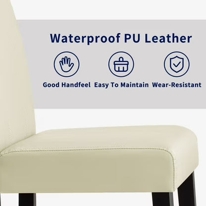 Subrtex Faux Leather Dining Chair Set, Ivory
