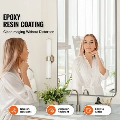 KFFKFF Bathroom Mirror 32 x 72 Wall Mirror, 0.15 in Thickness,Mirror Encased in Aluminium Alloy Frame & Shatter-Resistant Film, Durable Mirror with Z-Style Bracket