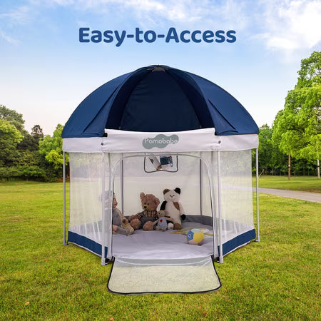 Pamo Babe Outdoor Baby Playpen with Canopy Blue