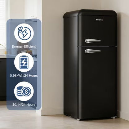 BANGSON 7.5 Cu.Ft Retro Fridge, Top Freezer