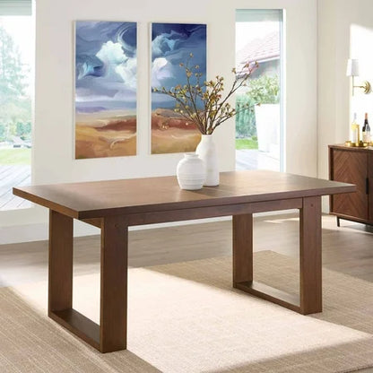NEW Better Homes & Gardens Ezra Collection Rectangular Double Pedestal Dining Table, 72 in, Walnut