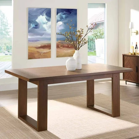 NEW Better Homes & Gardens Ezra Collection Rectangular Double Pedestal Dining Table, 72 in, Walnut