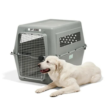 Petmate Sky Kennel IATA Airline Friendly Dog Crate Plastic Travel Pet Carrier, Jumbo XXL 48 for Dogs 90-125 lb, Gray