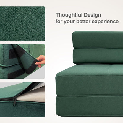 ANONER Fold Out Couch Bed Memory Foam Sleeper Chair with 2 Pillows, Queen Size