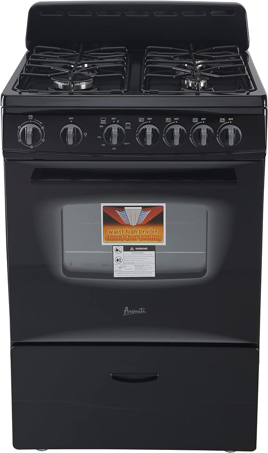 Avanti GR2415CB GR24 24" Compact Gas Range Oven, in Black