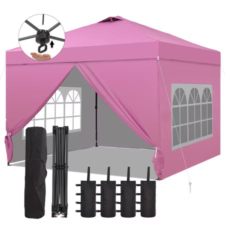 Ainfox 12x12 Pop Up Canopy Tent, 4 Walls, Pink