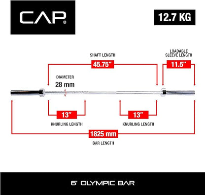 CAP Barbell Classic 7-Foot Olympic Bar, Chrome - New Version (OBIS-85)