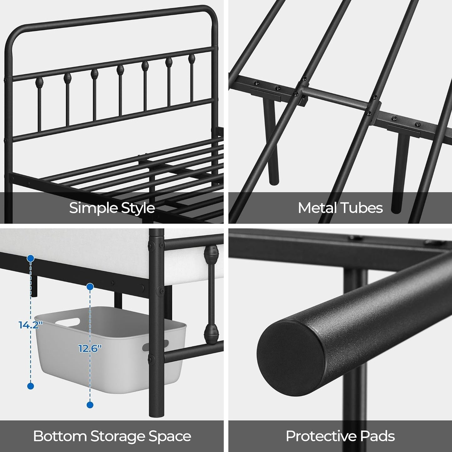 Yaheetech Classic Metal Platform Bed Frame Mattress Foundation with Victorian Style Iron-Art Headboard/Footboard/Under Bed Storage/No Box Spring Needed/Full Size Black