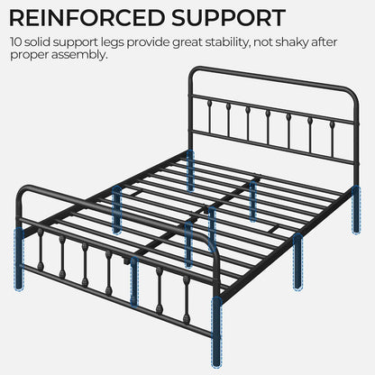 Yaheetech Classic Metal Platform Bed Frame Mattress Foundation with Victorian Style Iron-Art Headboard/Footboard/Under Bed Storage/No Box Spring Needed/Full Size Black