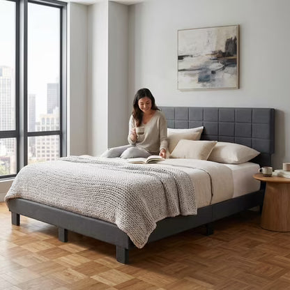 BSHTI King Size Platform Bed with Headboard