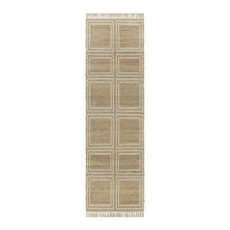 Ivory & Natural Interlocking Jute 30x102 Runner