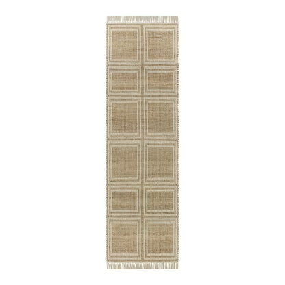 Ivory & Natural Interlocking Jute 30x102 Runner