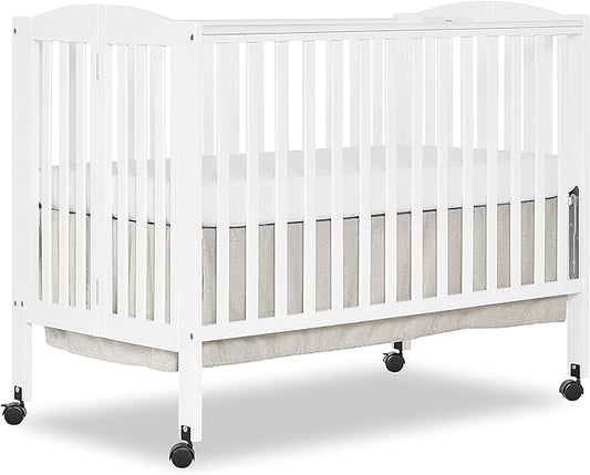 Dream On Me, Full Size 2-in-1 Folding Stationary Side Crib, White