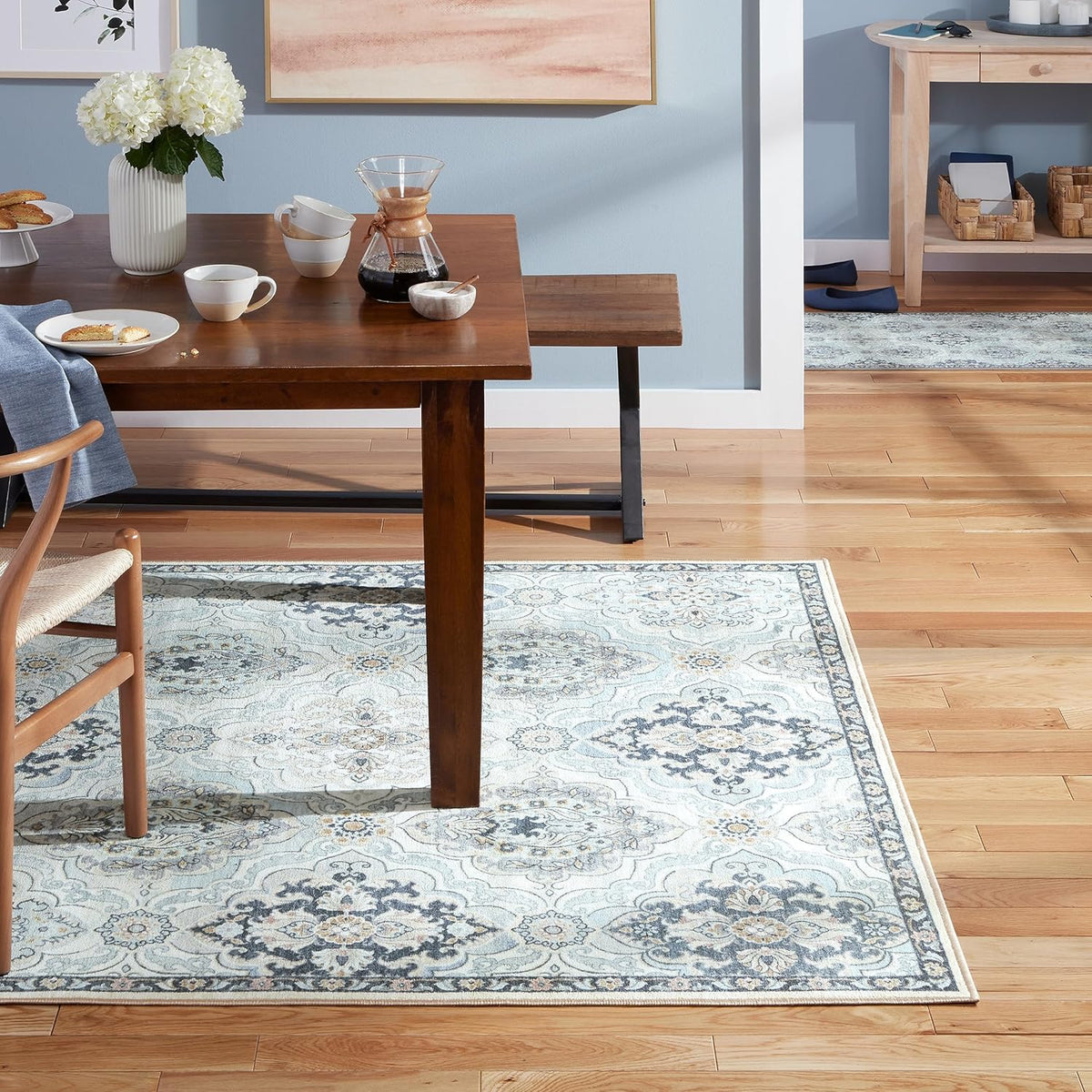 TOWN & COUNTRY EVERYDAY Rein Solid Diamond Everwash™ Washable Area Rug with Non-Slip Backing, Pet Friendly Rug, Grey, 6'6"x9'6"