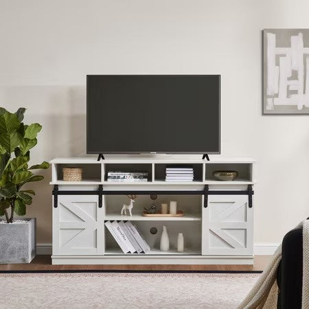 MAYEERTY 65” TV Stand with Sliding Door, White