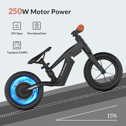 5TH WHEEL K8 Electric Bike for Kids, 250W Electric Balance Bike Ages 3-5 Years Old,