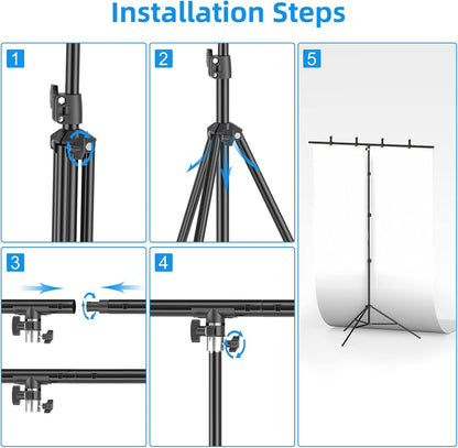 EMART 8.5 x 5ft T-Shape Portable Backdrop Stand, Background Support Stand Kit Adjustable Photo Backdrop Stand with 4 Spring Clamps & Carry Bag for Party, Photography, Video, Studio