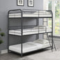 EMKK Triple Bunk Bed Twin Over Twin Over Twin, 3 Bunk Bed with Side Ladder, Twin Size Triple Bunk Bed for Kids, Teens, Triple Bunk Bed Twin Over Twin Over Twin,Textilene Guardrail