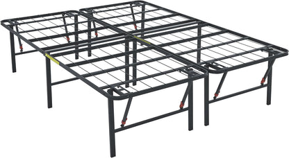 Amazon Basics Foldable Metal Platform Bed Frame with Tool Free Setup, 18 Inches High, Sturdy Steel Frame, No Box Spring Needed, King, Black