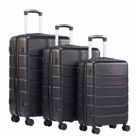 GIANNA 3-Piece Hardside Luggage, TSA Lock, Black