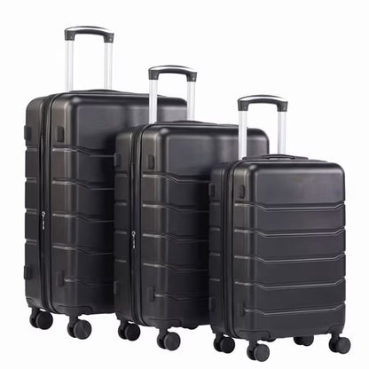 GIANNA 3-Piece Hardside Luggage, TSA Lock, Black