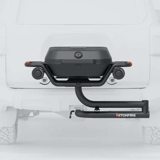 HitchFire Trailer Hitch Mounted Outdoor Portable Propane Grill (Forge 20 - Passenger Side Swing