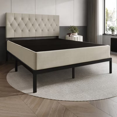 Home Design Warren Queen 8" Metal Box Spring, Black/Warm Gray