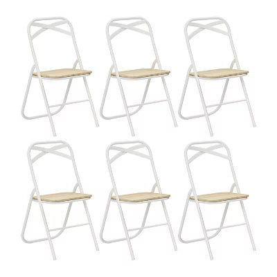SET OF 6 FurnitureR Folding Chair: MDF Seat, Metal Frame