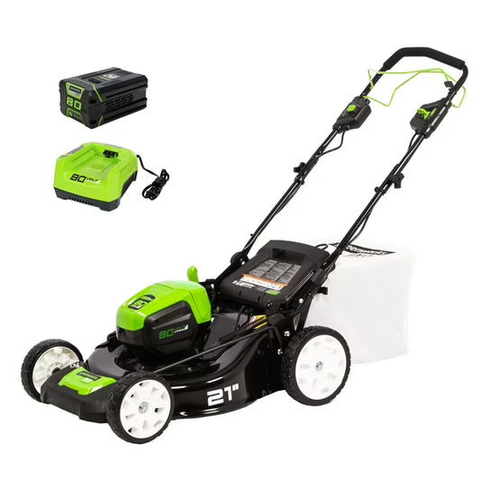 BRAND NEW Greenworks 80V 21" Self Propelled Mower, 5Ah Battery and Charger 2502402NV
