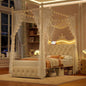 Hiphuta Twin Canopy Bed with Outlet & LED, White