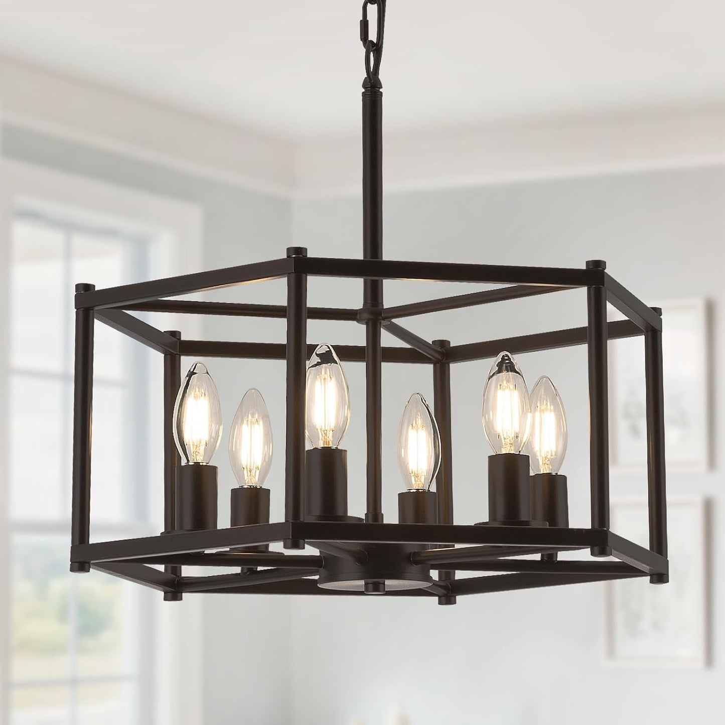 Black Chandeliers for Dining Room 6-Light