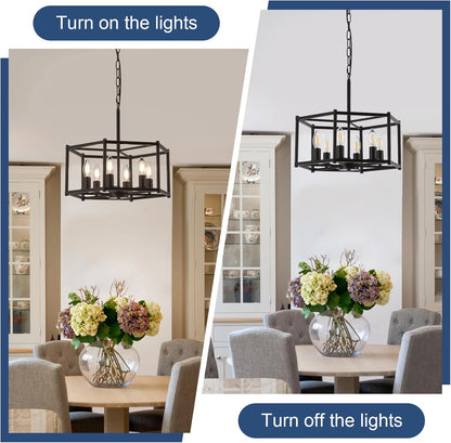 Black Chandeliers for Dining Room 6-Light