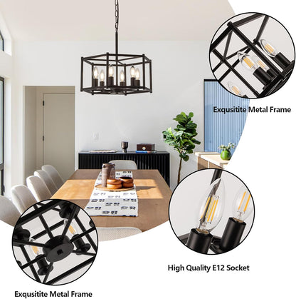 Black Chandeliers for Dining Room 6-Light
