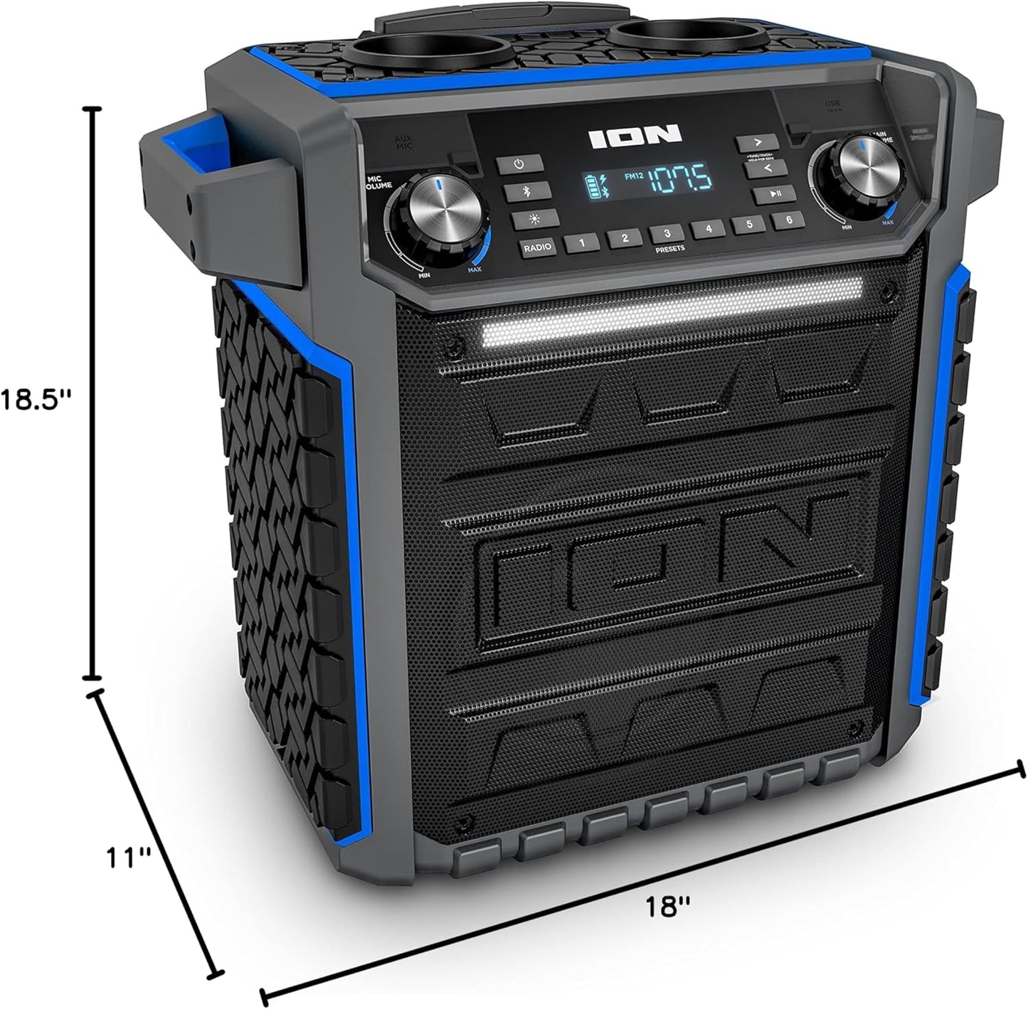 ION Audio Pickup - 100W Water-Resistant Bluetooth Outdoor Speaker with Rechargeable Battery