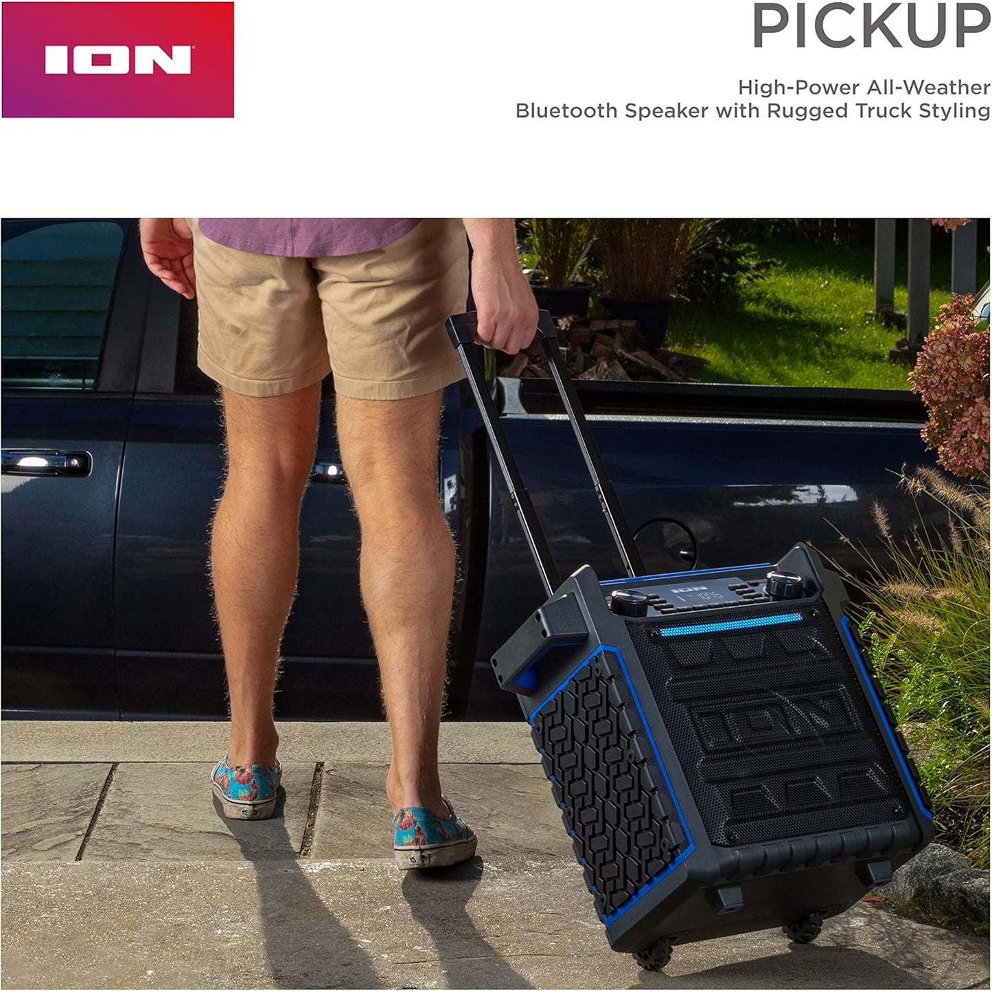 ION Audio Pickup - 100W Water-Resistant Bluetooth Outdoor Speaker with Rechargeable Battery