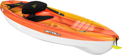 Pelican Sentinel 100X- Sit-on-top Kayak - Recreational One Person Kayak - 10 ft - Fade Fireman Red/Yellow