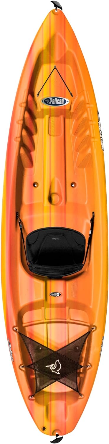 Pelican Sentinel 100X- Sit-on-top Kayak - Recreational One Person Kayak - 10 ft - Fade Fireman Red/Yellow