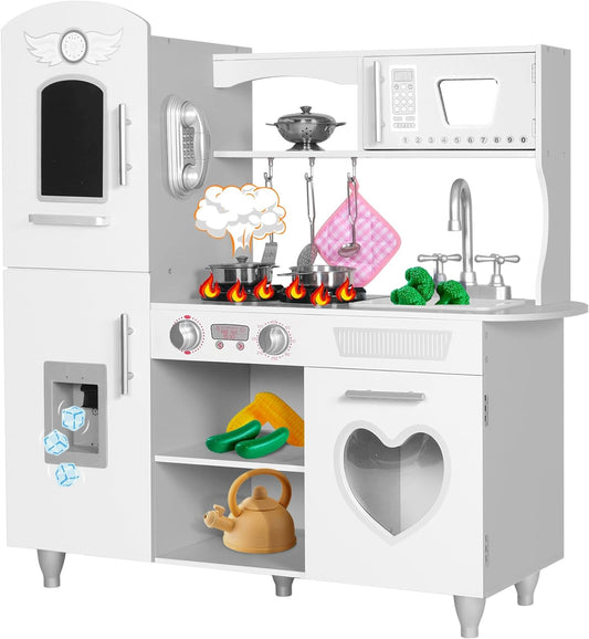 TaoHFE LED Upgrade Kitchen Set for Kids Wooden Play Kitchen