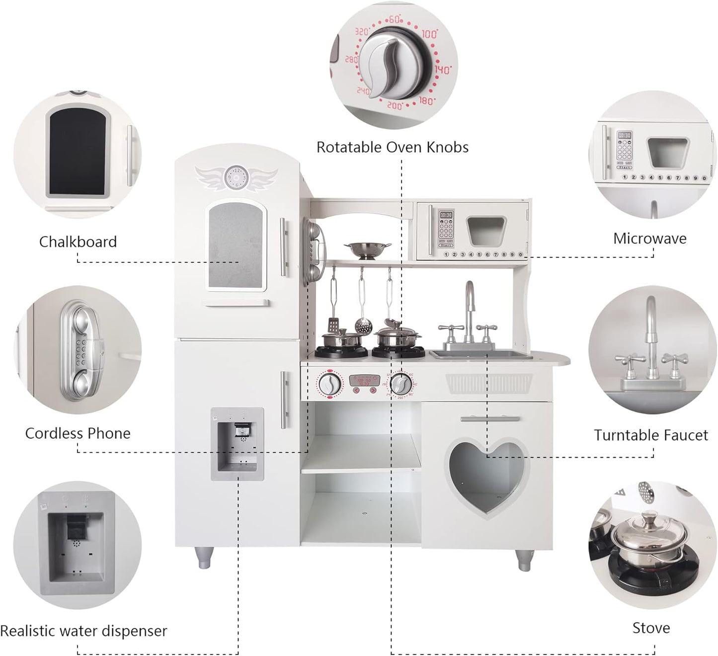 TaoHFE LED Upgrade Kitchen Set for Kids Wooden Play Kitchen